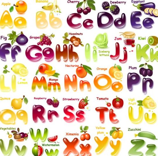 shining fruits alphabet 