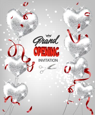 ribbon poening invited heart grand card balloon 