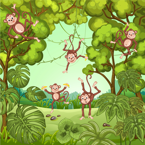 monkeys jungle cartoon 