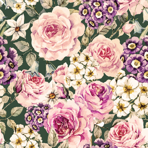 vintage seamless pattern flowers 
