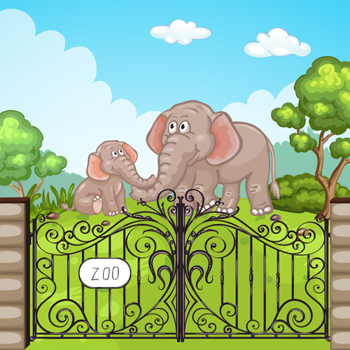 Zoo scenery cartoon 