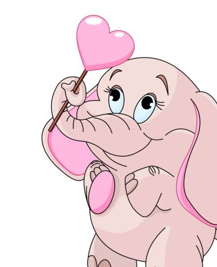 heart elephant cute cartoon 