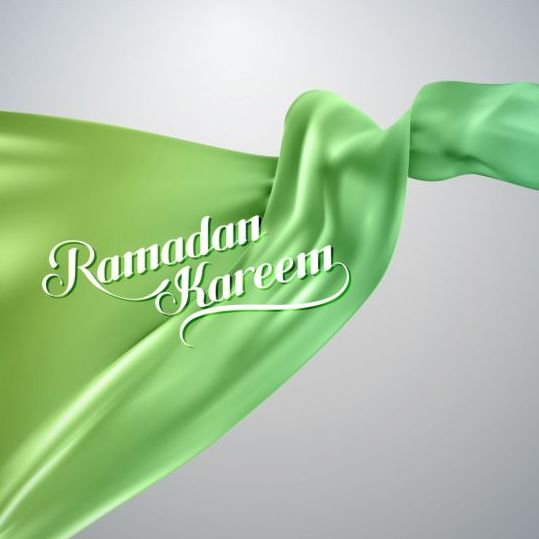 silk ramadan kareem green fabric background 