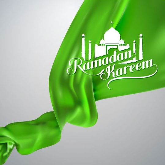 silk ramadan kareem green fabric background 