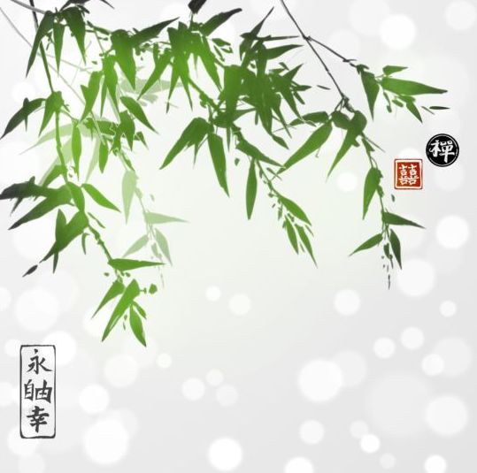 hand green drawn bamboo background 