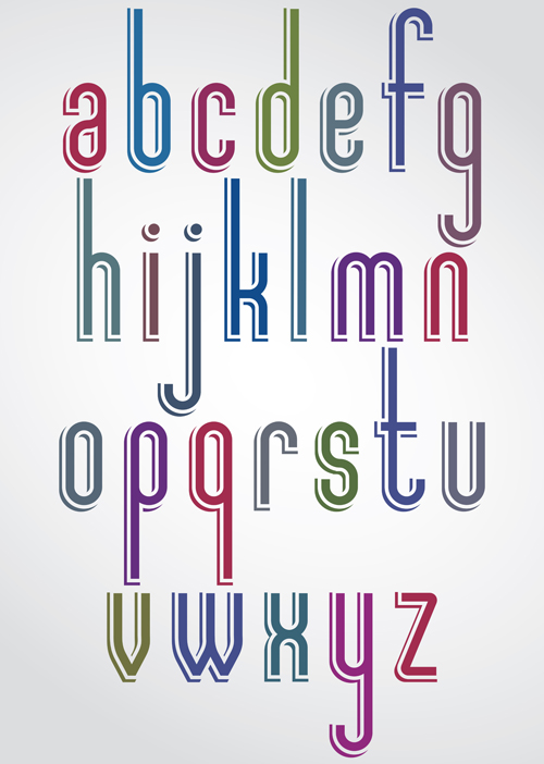 flat colored alphabet 
