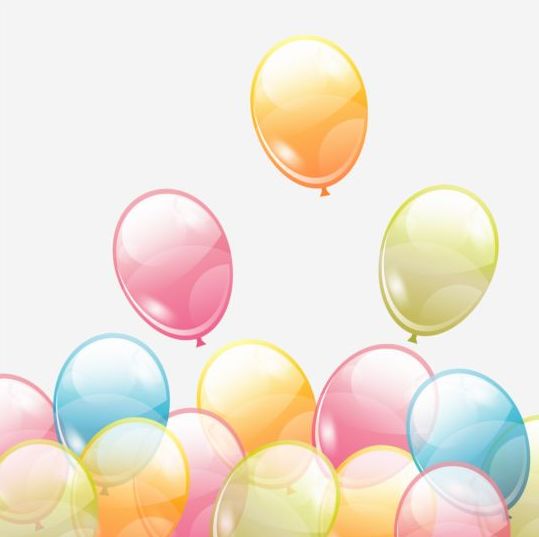 transparent colored birthday balloons background 