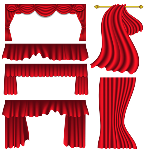 silk red curtains 
