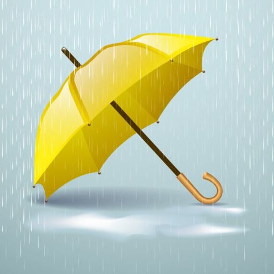 yellow umbrella rain 
