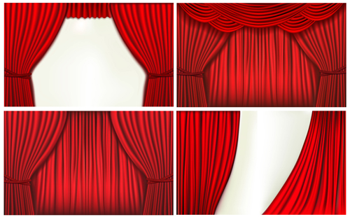 silk red curtains 