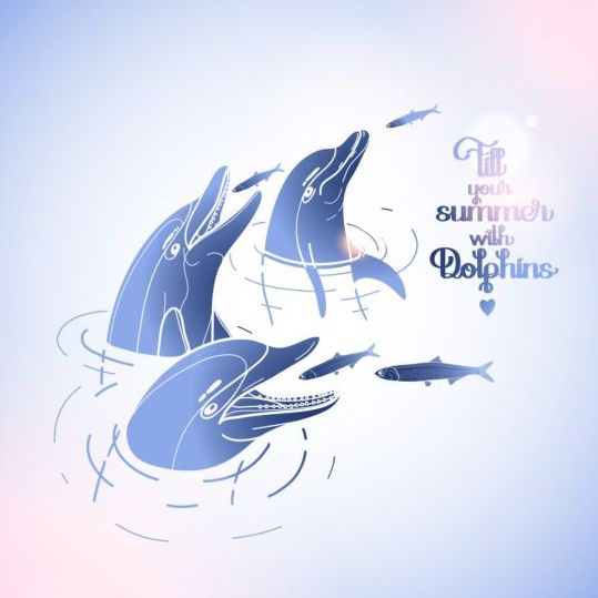 summer dolphin blue background 