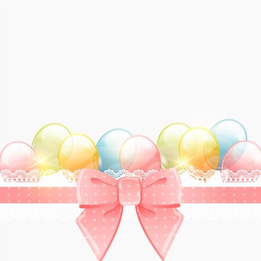 pink colored card bow birthday balloon 
