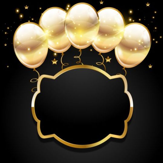 golden black birthday balloon background 