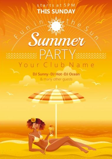 summer party girl flyer beautiful 