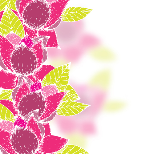 yellow pink leaves flowers background 