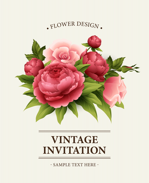 vintage invitations flower design card 