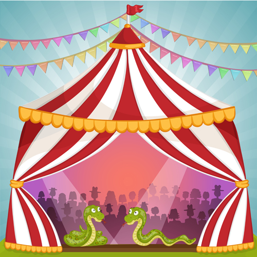 tent Circus cartoon animals 