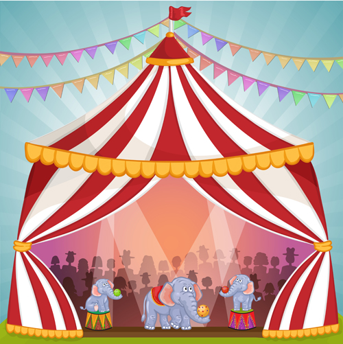 tent Circus cartoon animals 