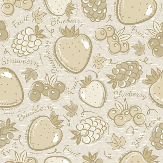 seamless pattern hand fruits drawn 