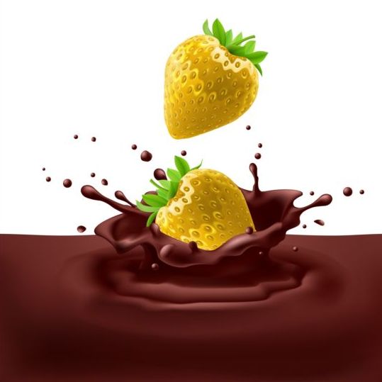 strawberries splash chocolate background 