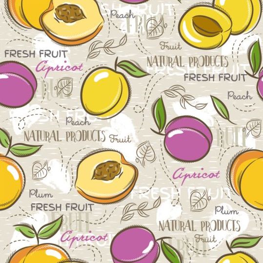 seamless pattern hand fruits drawn 