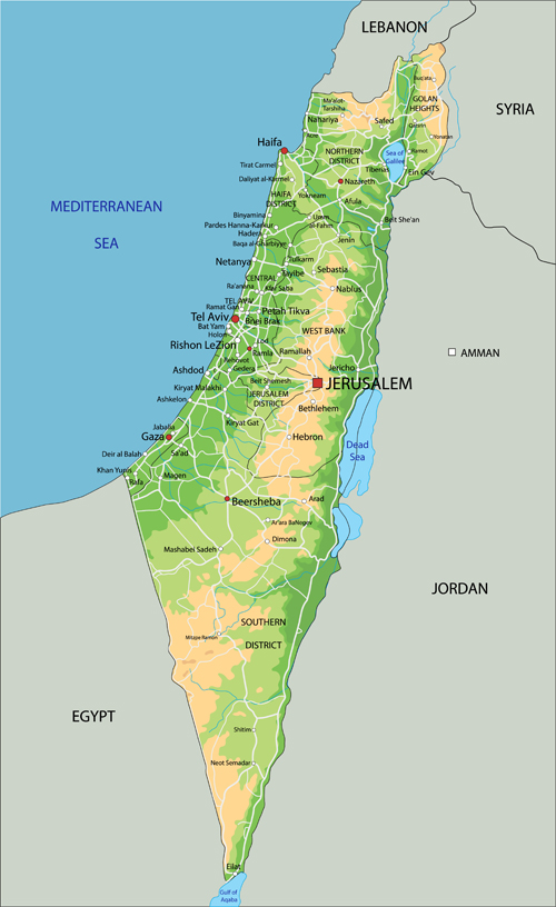 Physical map israel graphics 