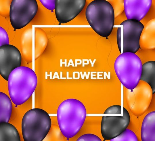halloween colored balloons background 