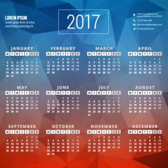 polygonal calendar 2017 
