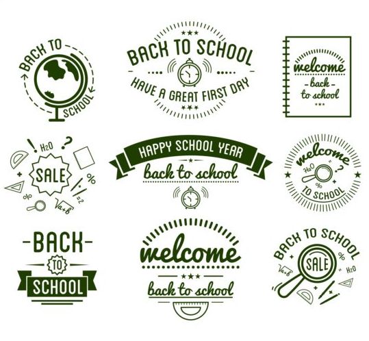 school labels green back 
