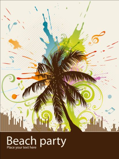 tropical summer party palm beach background 