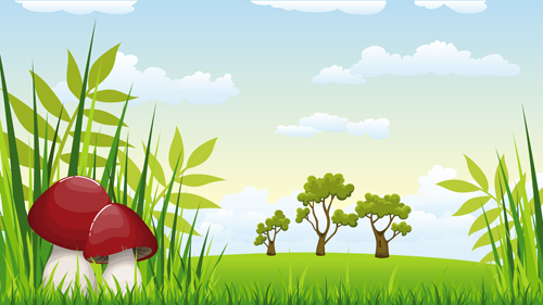 scenery nature mushrooms cartoon 