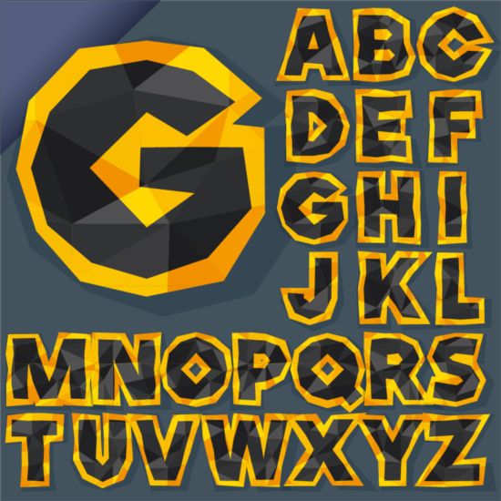 shapes golden geometric black alphabet 