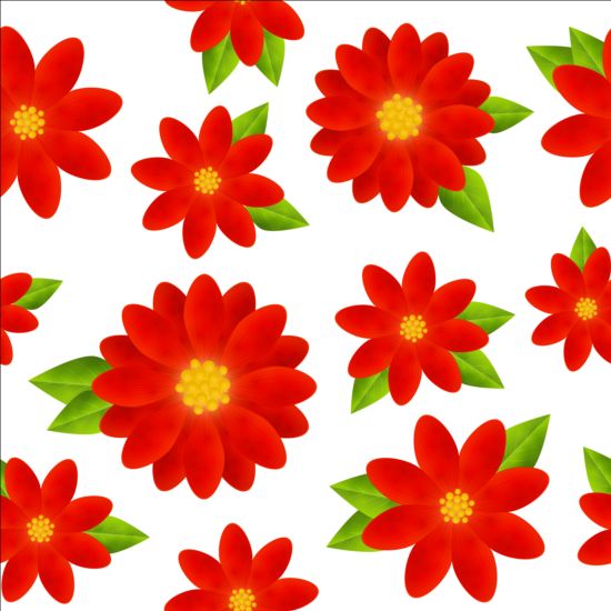 seamless red pattern flowers 