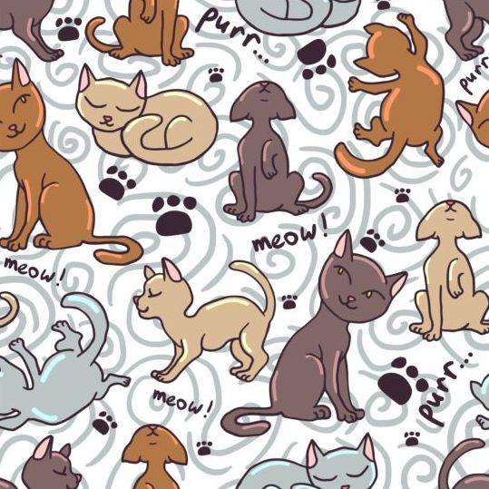 seamless pattern meow cat 