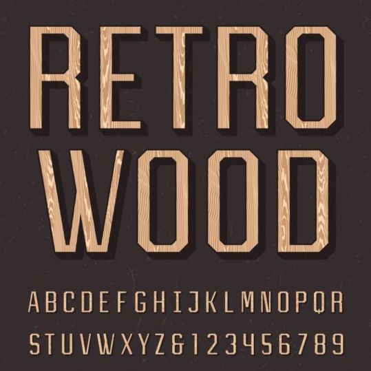 wooden vintage numbers alphabet 