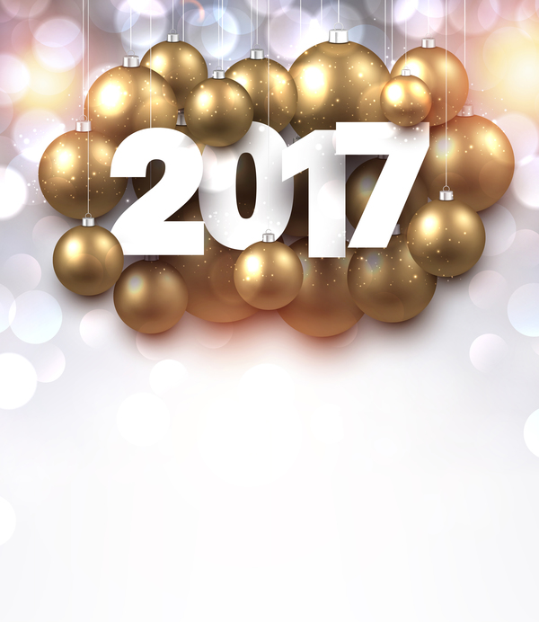 year shining new golden christmas baubles 2017 