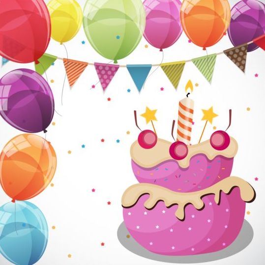 color cartoon cake birthday balloons 