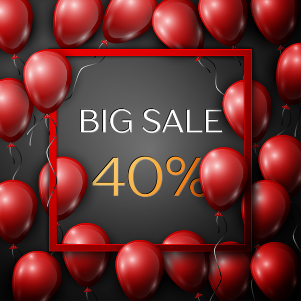 sale red percent frame discounts balloons 