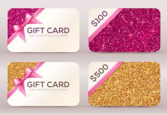 glitter gift cards bow 