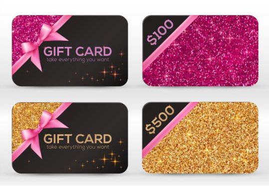 glitter gift cards bow 