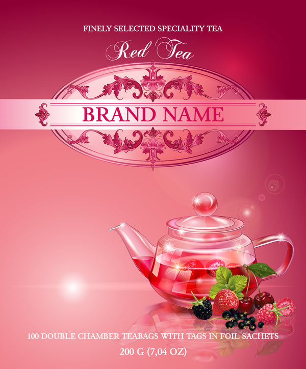 template tea red poster 