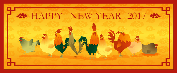 year new happy chicken banner 2017 