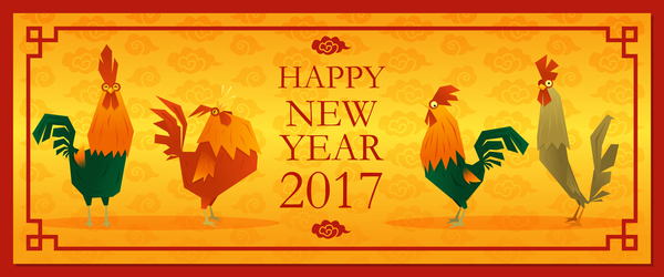 year new happy chicken banner 2017 