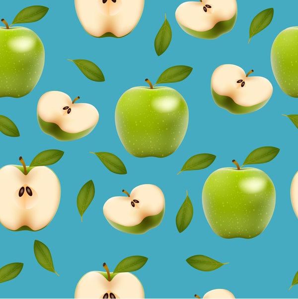 slice seamless pattern green apple 