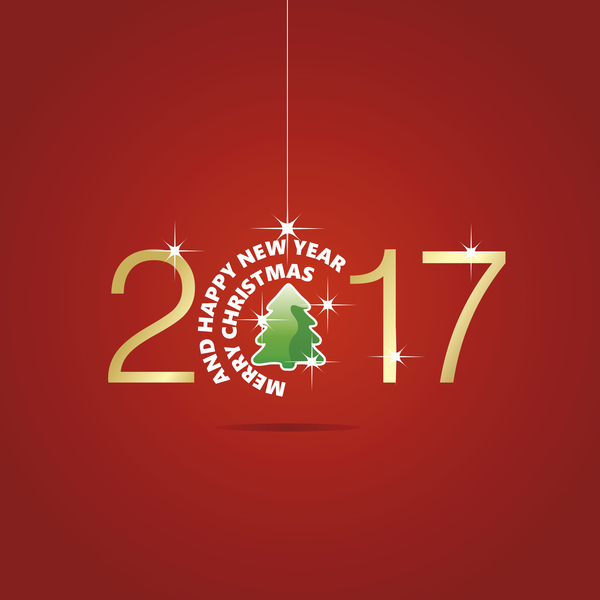 year tree red new happy christmas ball 2017 