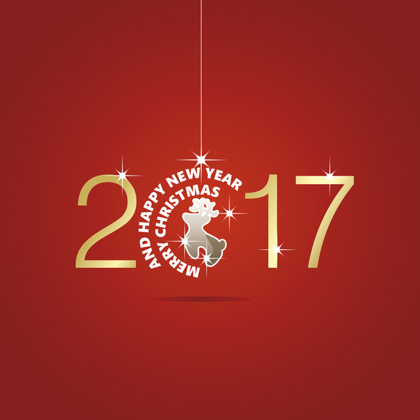 year red new happy deer christmas ball 2017 