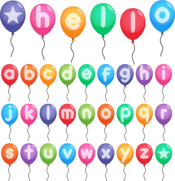 colored balloon alphabet 