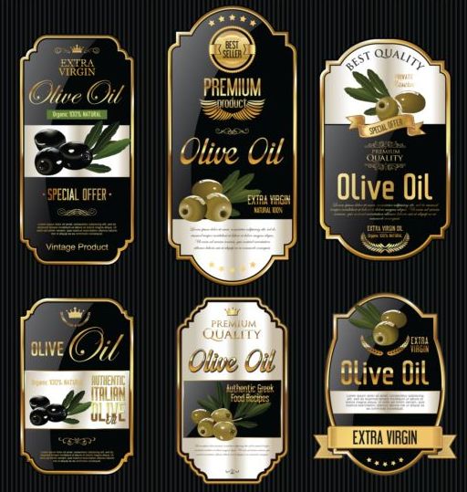 Retro font olive oil luxury labels 