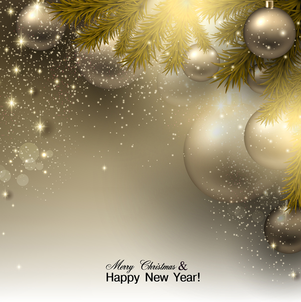 year new greeting golden christmas card ball 