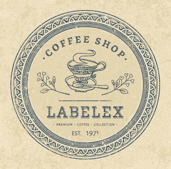 shop round label coffee 